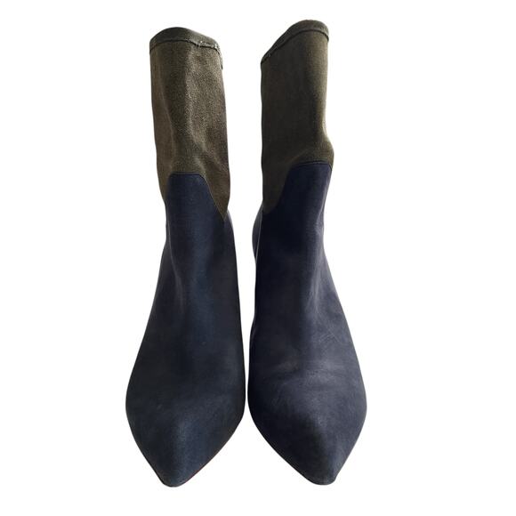 Matt Bernson Jameson Two Tone Suede Pull On Heeled Boots Size 9.5 Blue Green - Picture 3 of 13
